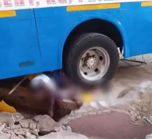Kumasi: School bus kills two persons in a gory accident; another critically injured at Patasi