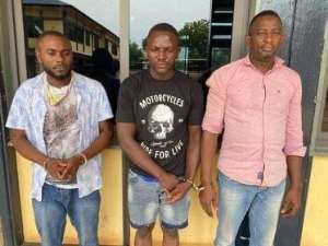 The three suspects Amadu Alhassan, Atito Godstime, and Seidu Ado Bala