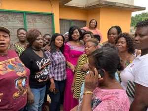 Hon Queenster Pokuah Sawyer with kidnapped girls families