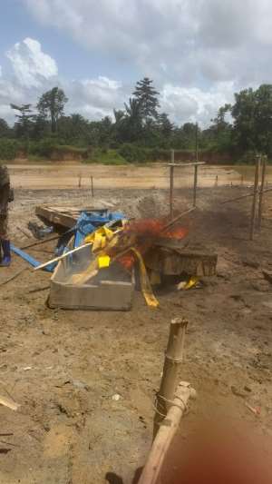 NAiMOS dismantles illegal mining setups along Butre river at Ewusiejo