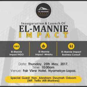El-Mannie Impact To Be Inaugurated On 25th May, 2017