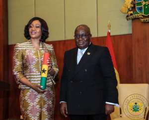 EC Boss, Jean Mensa with President Akufo Addo at her swearing in.