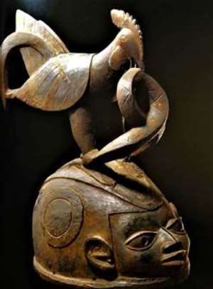 Gelede mask, Yoruba, Nigeria, now in Muse du Quai Branly-Jacques Chirac, Paris, France.
