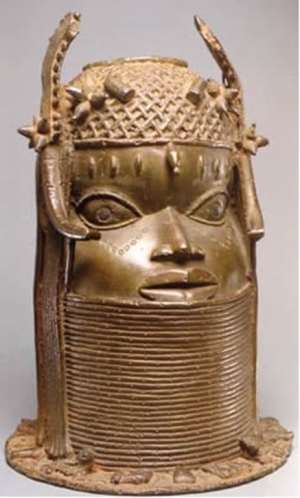 Commemorative head of an Oba, Benin, Nigeria, now in Weltmuseum Vienna, Austria.