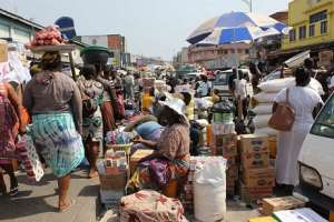 Common congestion market scenes in Ghana