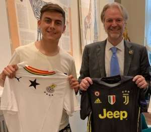 The Juventus star met the Ghana Consular to Italy, Massimiliano Taricone