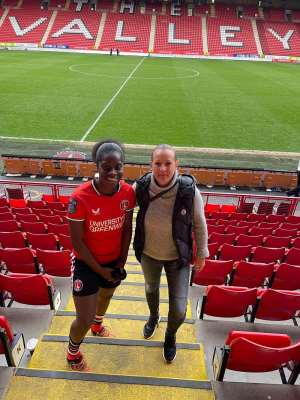 Nora Hauptle watches Charlton Athletics Freda Ayisi