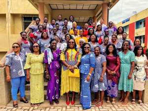 Ho District GNATLAS in a group photograph with Dr. Esther Yeboah-Adzimah, Ho Municipal Director of Education at the 2025 GNATLAS Roundtable
