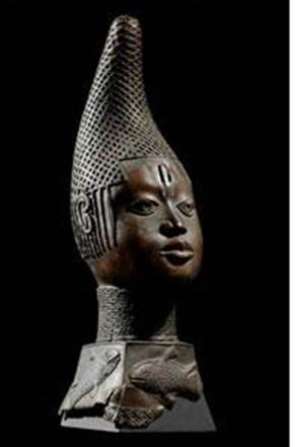 Bust of queen-mother, iyoba Idia, Benin, Nigeria, now in Ethnologisches Museum  Humboldt Forum, Berlin, Germany