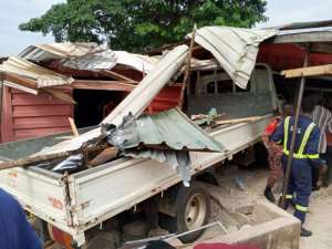Two seriously injured as speeding cargo truck crashes into shop at Ho Civic Centre