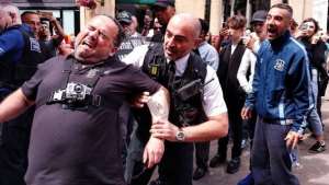 A street preacher arrested in Bristol, Britain.