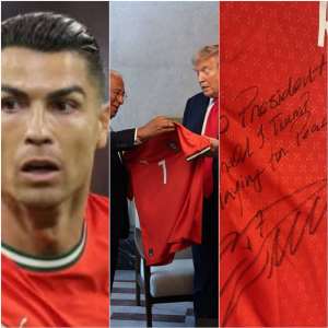 Cristiano Ronaldos Jersey presented to Donald Trump