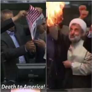 Iranian MPs burning American flag