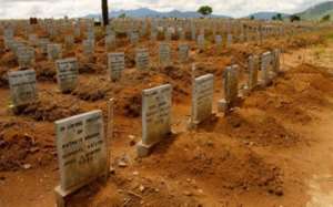 A sea of Ebola victims buried at Waterloo Cemetery in Freetown, Sierra Leone