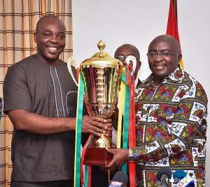 Sunday's President's Cup Match Trophy presented to Vice President