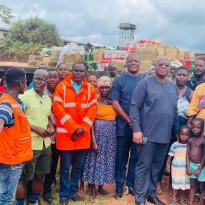 Lands Ministry, Forestry Commission donate relief items to Samreboi flood victims