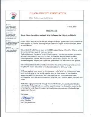Ghana Kidney Association applauds free dialysis initiative, calls for permanent solution