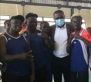 Sports Minister Mustapha Ussif donates US1,000 to Black Bombers at historic visit to training camp