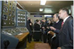 Secretary-General Ban Ki-moon 2ndright on a visits to the museum at theSemipalatinsk test site in Kurchatov,Kazakhstan. June 2010
