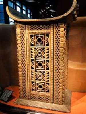Throne of King Ghzo, Abomey, Dahomey, Republic of Benin, now in Muse du Quai Branly, Paris, France, to be returned to Benin.