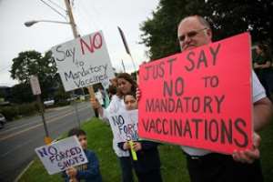 Demonstrators against mandatory vaccination