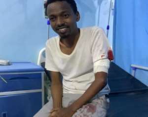 Somali journalist Hanad Ali Guled is seen after being beaten and attacked with a knife on June 23, 2021. Photo: Somali Journalists Syndicate