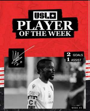 Solomon Asante Adjudged USL Championship Player Of The Week