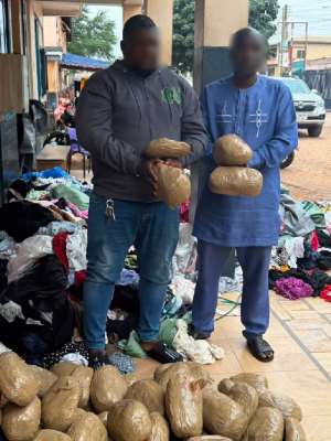 Two arrested after Police uncover suspected narcotics hidden in fertiliser sacks at Asawase Market