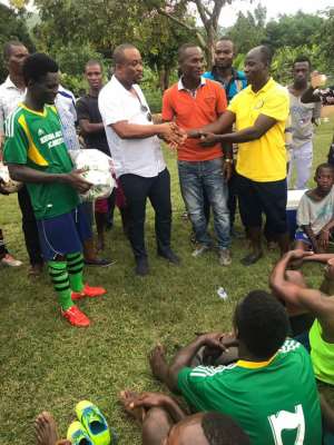 Deputy Sports Minister Pius Hadzide watches Division 2 game in Somanya