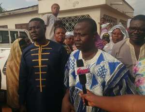 Hon. Emmanuel Jackson Agumah addressing chiefs and people of Boamang in the Afigya Kwabre North