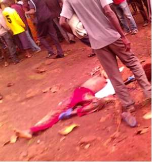 Amadu Osman's severed hand and leg lying on the ground