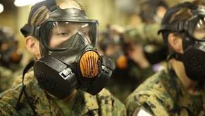 The US military in chemical warfare training