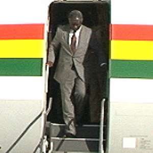 President Kufuor arrives from Ouagadougou