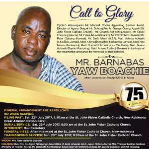 Obituary: Mr. Barnabas Yaw Boachie