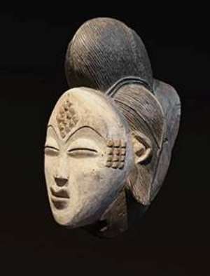 Anthropomorphic Okuyi mask, Punu, Gabon, now in Muse du Quai Branly- Jacques Chirac, Paris, France.