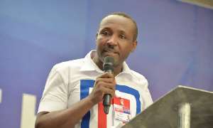 The General Secretary of the ruling New Patriotic Party NDC John Boadu speaking at the NPP 2020 Manifesto launch in Cape Coast
