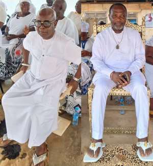 Obrempong Nyanful Krampah XI, Omanhene of Gomoa Ajumako Traditional Area and Nana Esoun Abonyi Kwaata II, Chief of Gomoa Brofoyedur