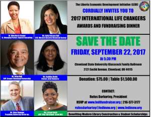 Liberia Economic Development Initiative LEDI To Host  2017 International Life Changers Awards Fundraiser On Friday, September 22, 2017