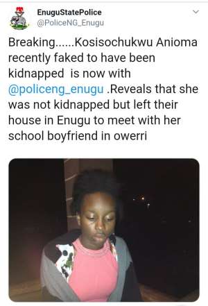 Faked Kidnap Of Politician's Daughter In Enugu Proves Our Claim On Conspiracy