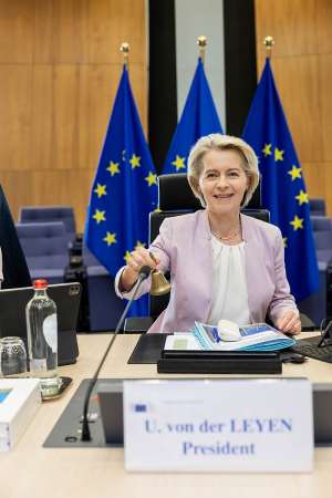 Ursula von der Leyen during a European Commission meeting in Brussels. Photo: European Union, 2026.