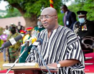 Vice President Mahamudu Bawumia speaking at the Graduation and Commissioning Parade for one hundred and fifty officer cadets