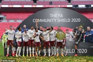 Arsenal celebrate Community Shield triumph