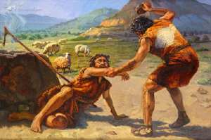 An illustration of Cain killing Abel