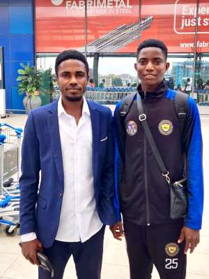 John Young talent John Baah pictured with Youth Talent Manager, Leon Daniel Agyeman Dodoo.