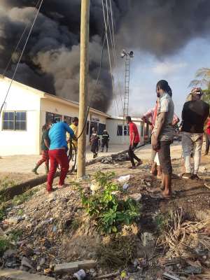 Fire destroys rubber manufacturing factory and church building at Kronom