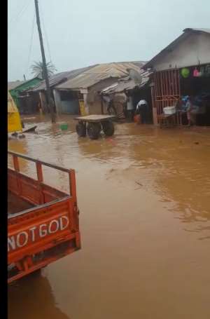 Kpandai township floods after heavy downpour of rains