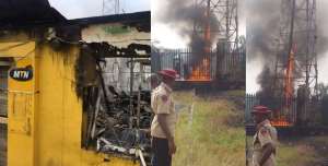 South Africa39;s MTN company in the city of Ibadan in flames