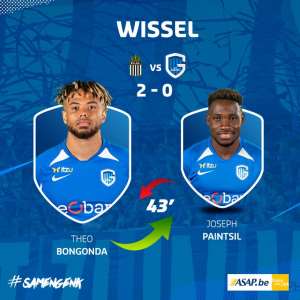 Joseph Paintsil Suffers Injury Setback In Genks 2-1 Defeat To Sporting Charleroi