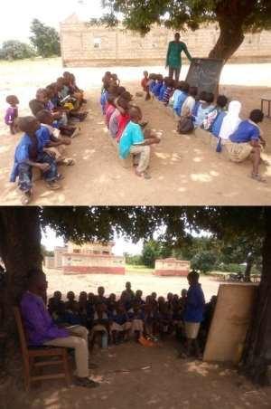 Dagbasu Basic School pupils Study Under-Trees