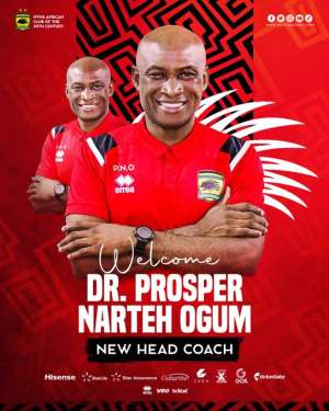 BREAKING NEWS: Asante Kotoko appoint Prosper Narteh Ogum as new head coach on a two-year deal